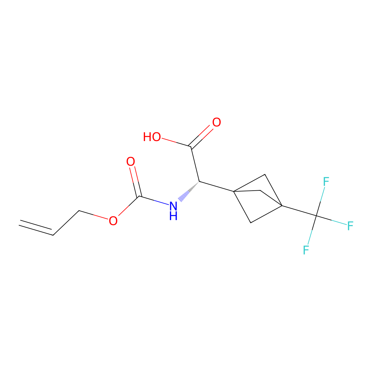 (2S)-2-{[(prop-2-en-1-yloxy)carbonyl]amino}-2-[3-(trifluoromethyl)bicyclo[1.1.1]pentan-1-yl]acetic acid molecular structure, CAS 2679929-82-7