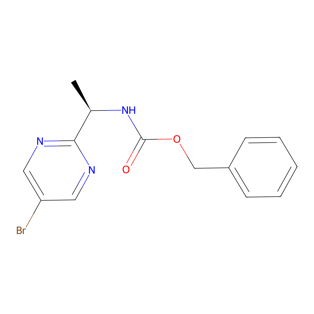 benzyl N-[(1R)-1-(5-bromopyrimidin-2-yl)ethyl]carbamate molecular structure, CAS 2679929-87-2