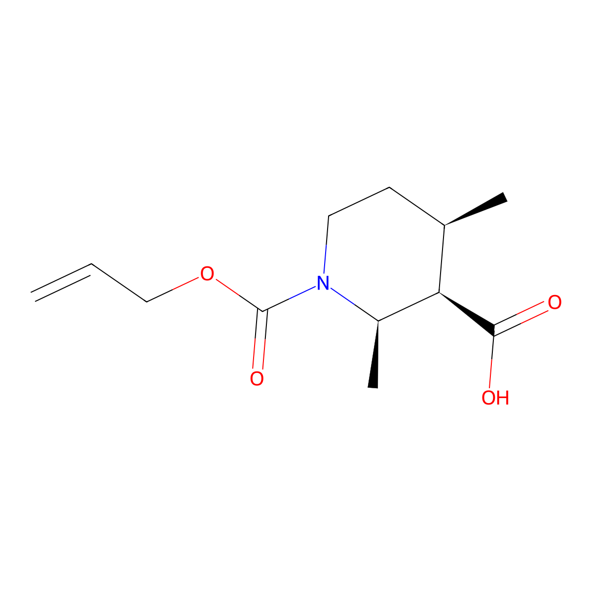 rac-(2R,3R,4R)-2,4-dimethyl-1-[(prop-2-en-1-yloxy)carbonyl]piperidine-3-carboxylic acid molecular structure, CAS 2679929-89-4