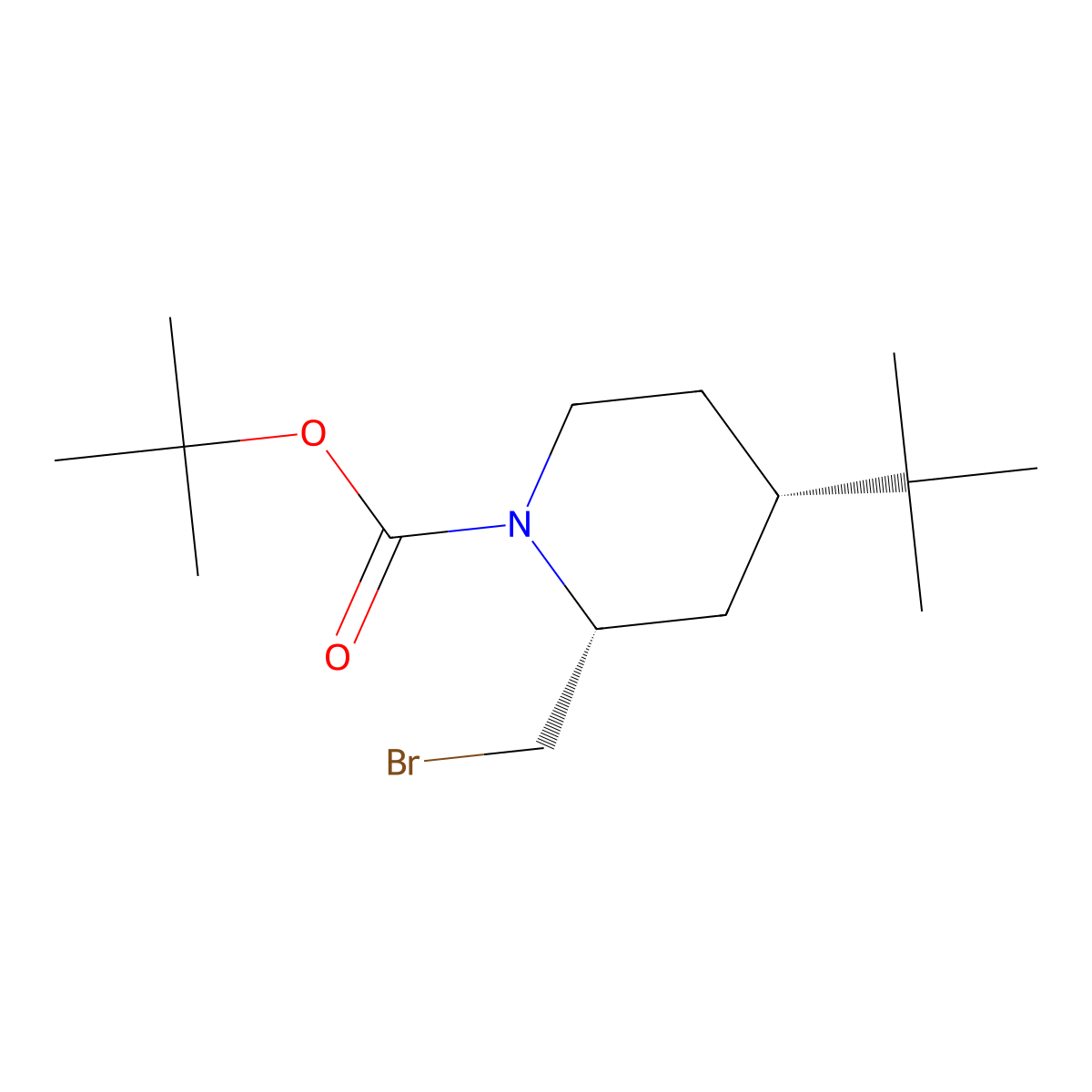 rac-tert-butyl (2R,4S)-2-(bromomethyl)-4-tert-butylpiperidine-1-carboxylate molecular structure, CAS 2679929-94-1