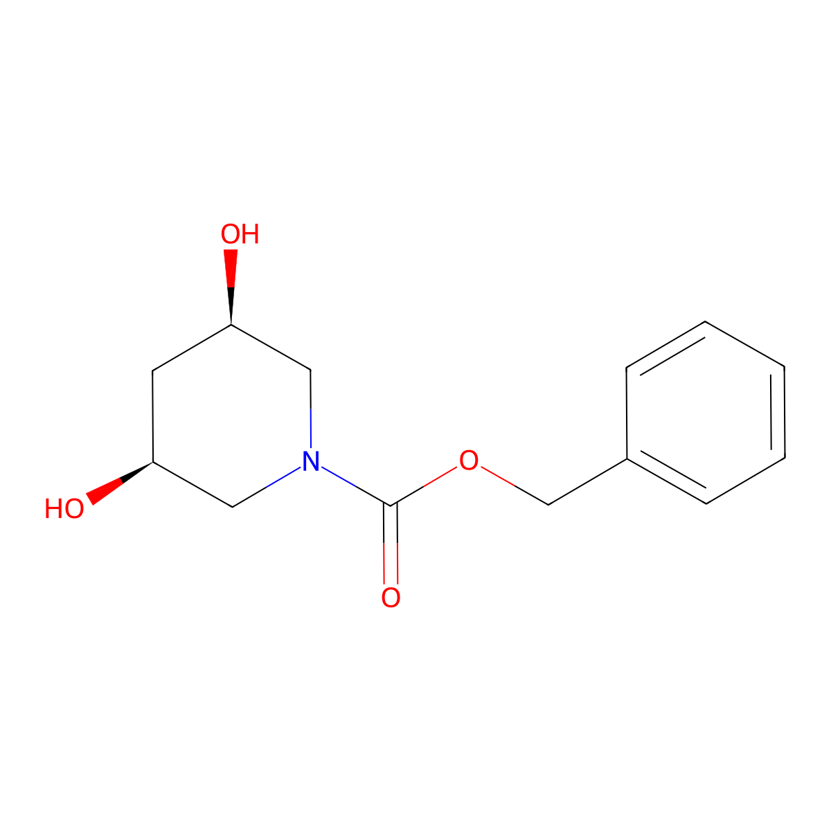 benzyl (3R,5S)-3,5-dihydroxypiperidine-1-carboxylate molecular structure, CAS 2679929-96-3