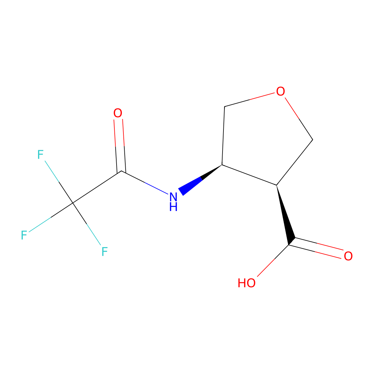 rac-(3R,4S)-4-(trifluoroacetamido)oxolane-3-carboxylic acid molecular structure, CAS 2679929-99-6