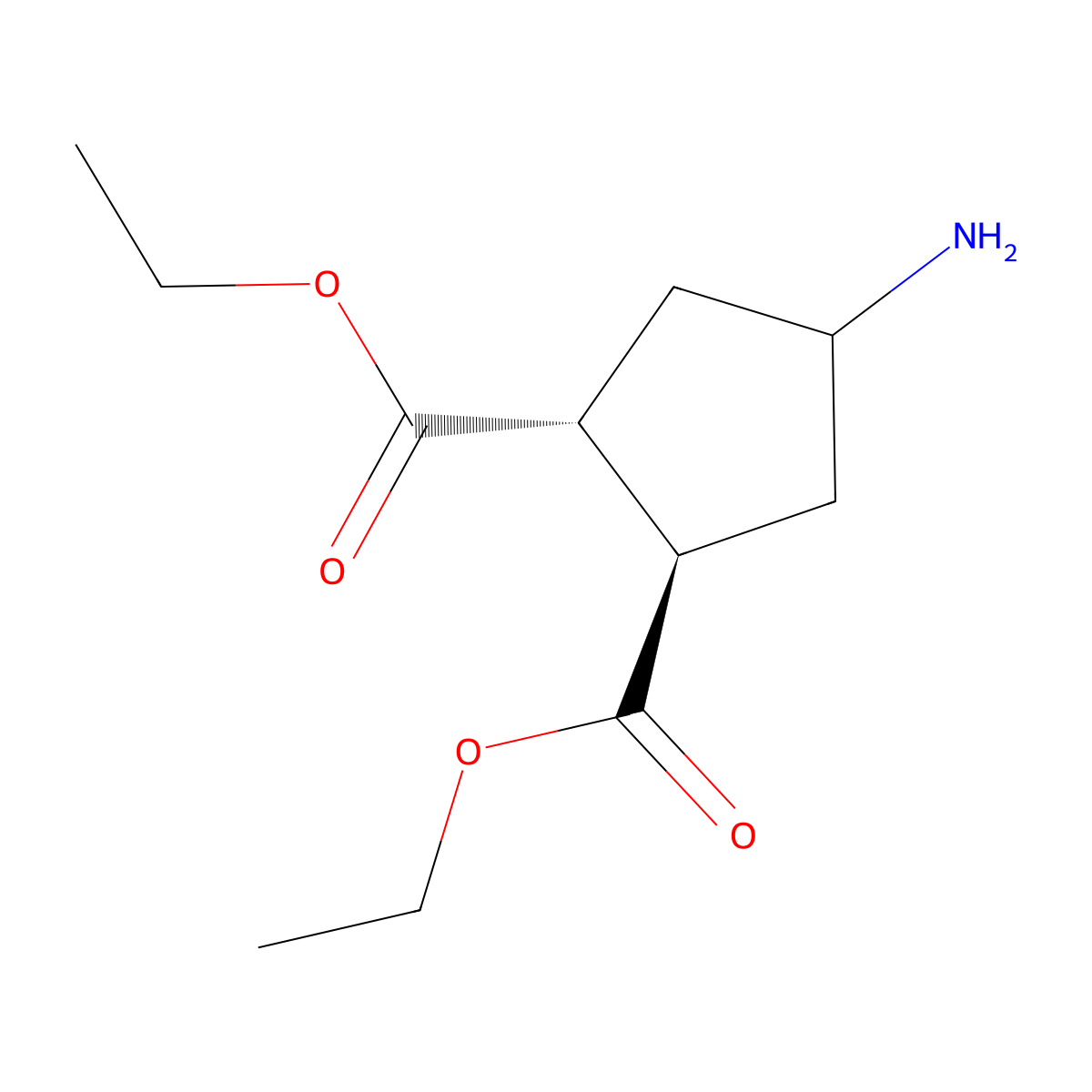 rac-1,2-diethyl (1R,2R)-4-aminocyclopentane-1,2-dicarboxylate molecular structure, CAS 2679930-00-6