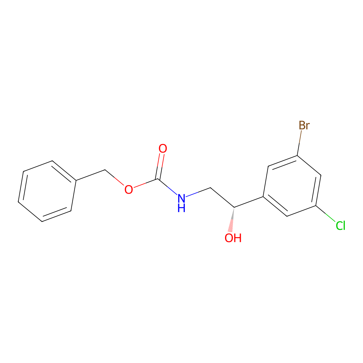 benzyl N-[(2S)-2-(3-bromo-5-chlorophenyl)-2-hydroxyethyl]carbamate molecular structure, CAS 2679930-01-7