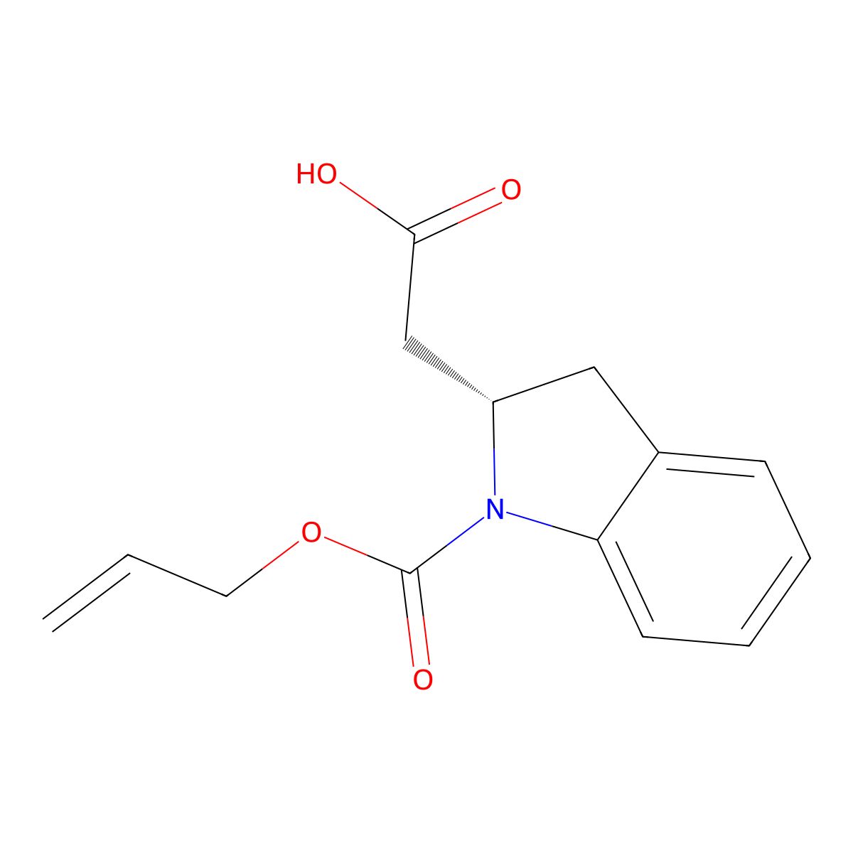 2-[(2S)-1-[(prop-2-en-1-yloxy)carbonyl]-2,3-dihydro-1H-indol-2-yl]acetic acid molecular structure, CAS 2679930-02-8