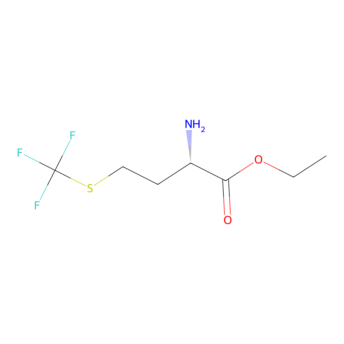 ethyl (2S)-2-amino-4-[(trifluoromethyl)sulfanyl]butanoate molecular structure, CAS 2679930-04-0