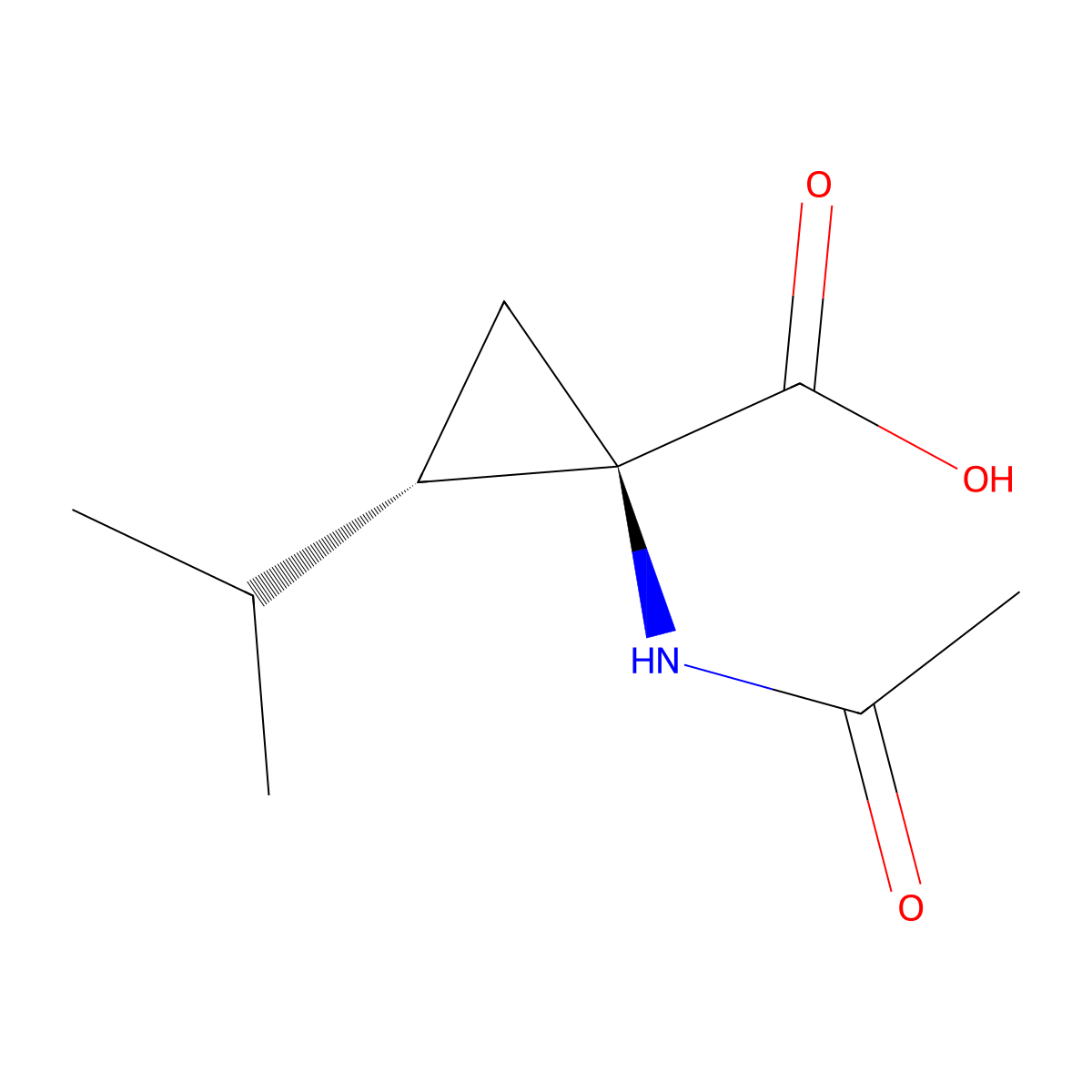 rac-(1R,2S)-1-acetamido-2-(propan-2-yl)cyclopropane-1-carboxylic acid molecular structure, CAS 2679930-08-4