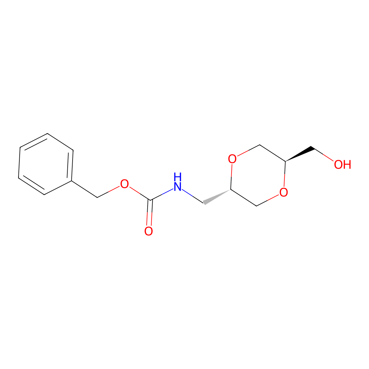 rac-benzyl N-{[(2R,5S)-5-(hydroxymethyl)-1,4-dioxan-2-yl]methyl}carbamate molecular structure, CAS 2679930-09-5