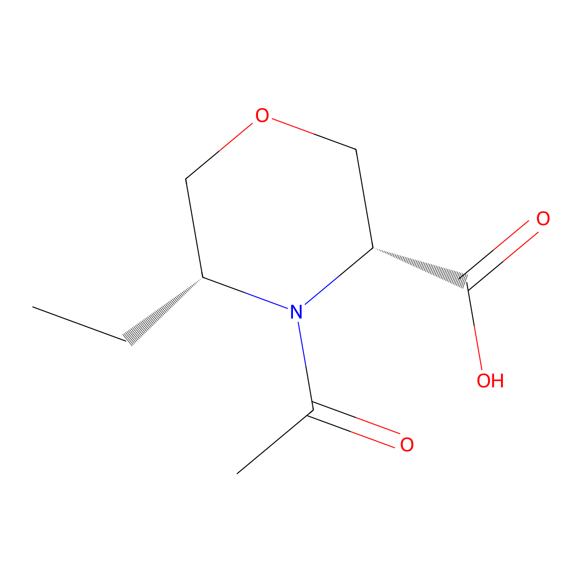 (3R,5R)-4-acetyl-5-ethylmorpholine-3-carboxylic acid molecular structure, CAS 2679930-13-1