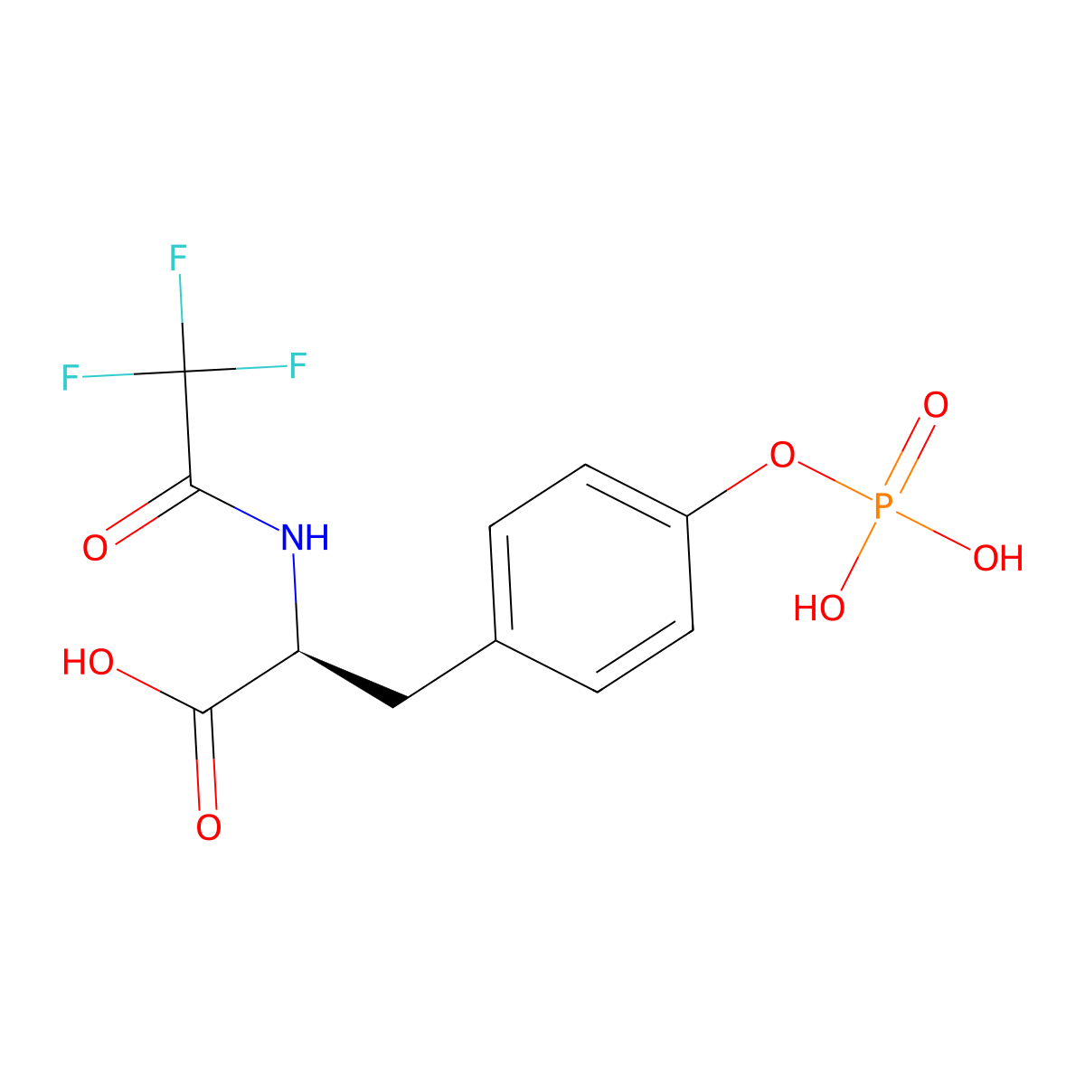 (2S)-3-[4-(phosphonooxy)phenyl]-2-(2,2,2-trifluoroacetamido)propanoic acid molecular structure, CAS 2679930-15-3