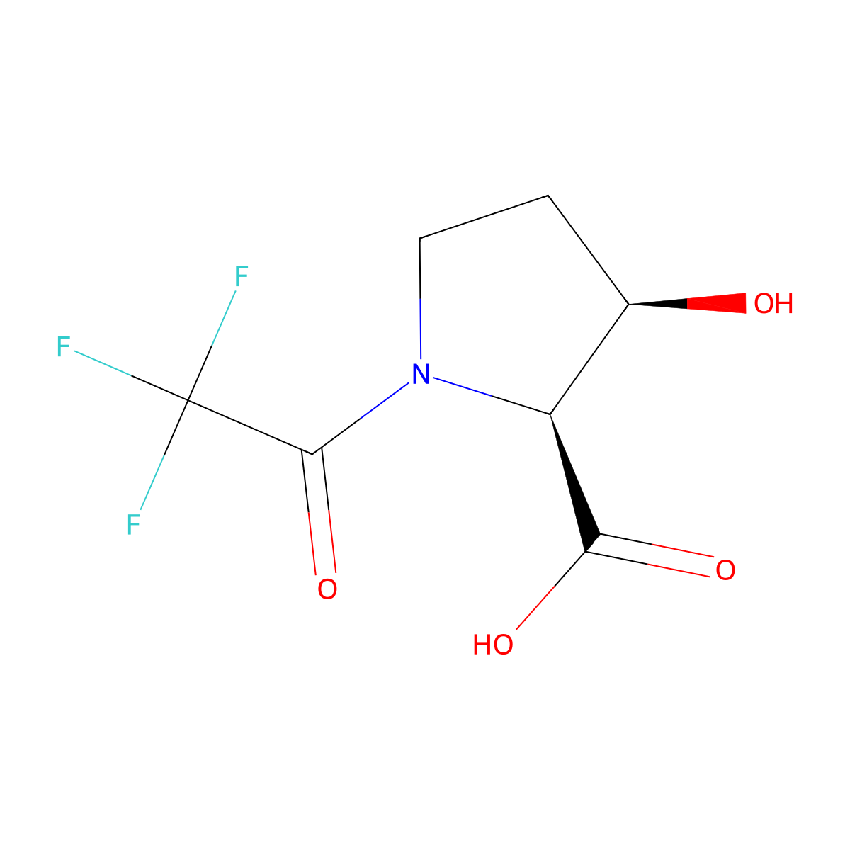 rac-(2R,3S)-3-hydroxy-1-(2,2,2-trifluoroacetyl)pyrrolidine-2-carboxylic acid molecular structure, CAS 2679930-22-2
