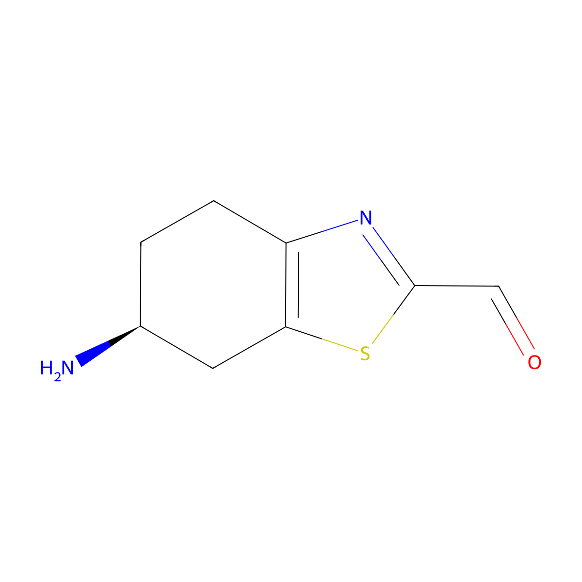 (6S)-6-amino-4,5,6,7-tetrahydro-1,3-benzothiazole-2-carbaldehyde molecular structure, CAS 2679930-24-4