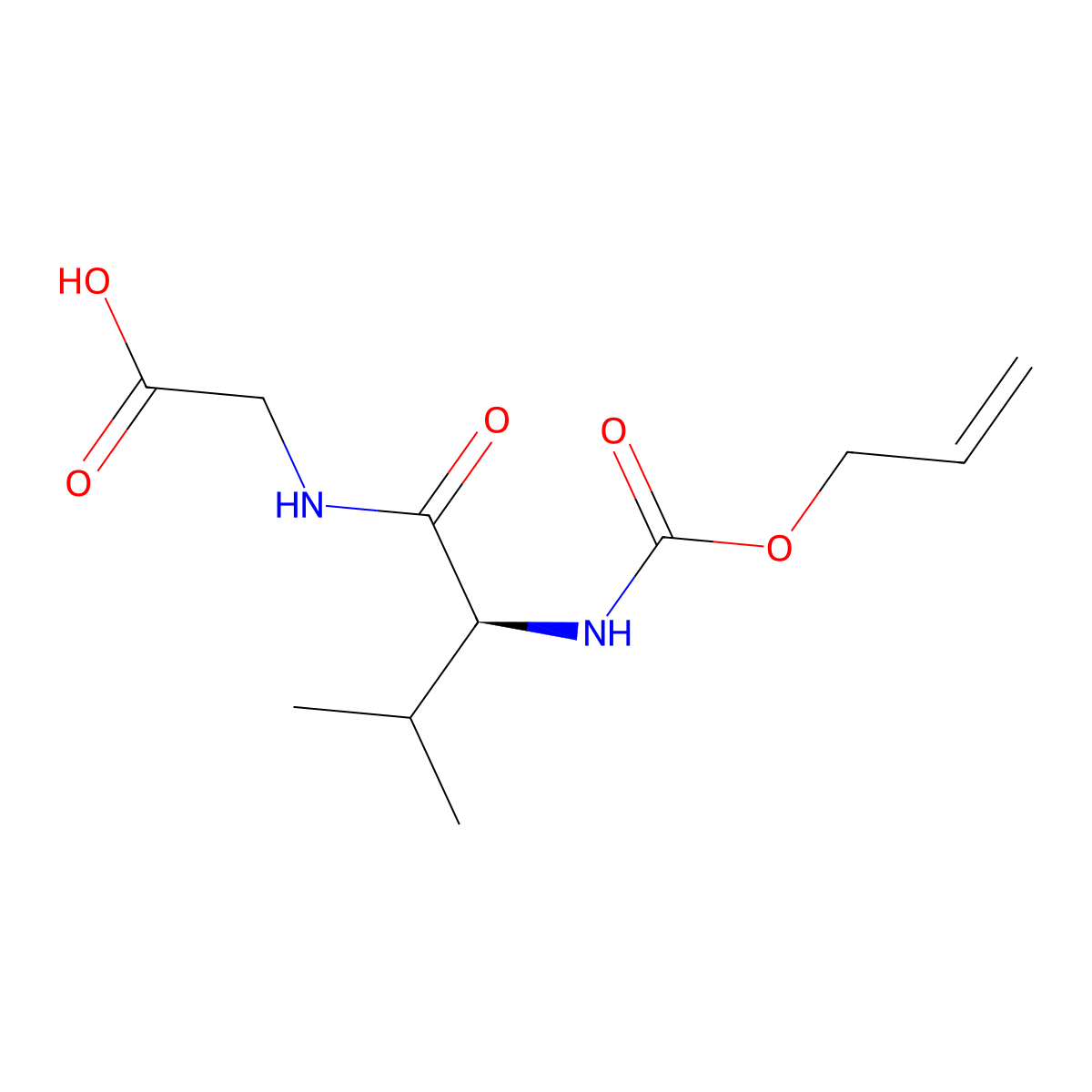 2-[(2S)-3-methyl-2-{[(prop-2-en-1-yloxy)carbonyl]amino}butanamido]acetic acid molecular structure, CAS 2679930-25-5