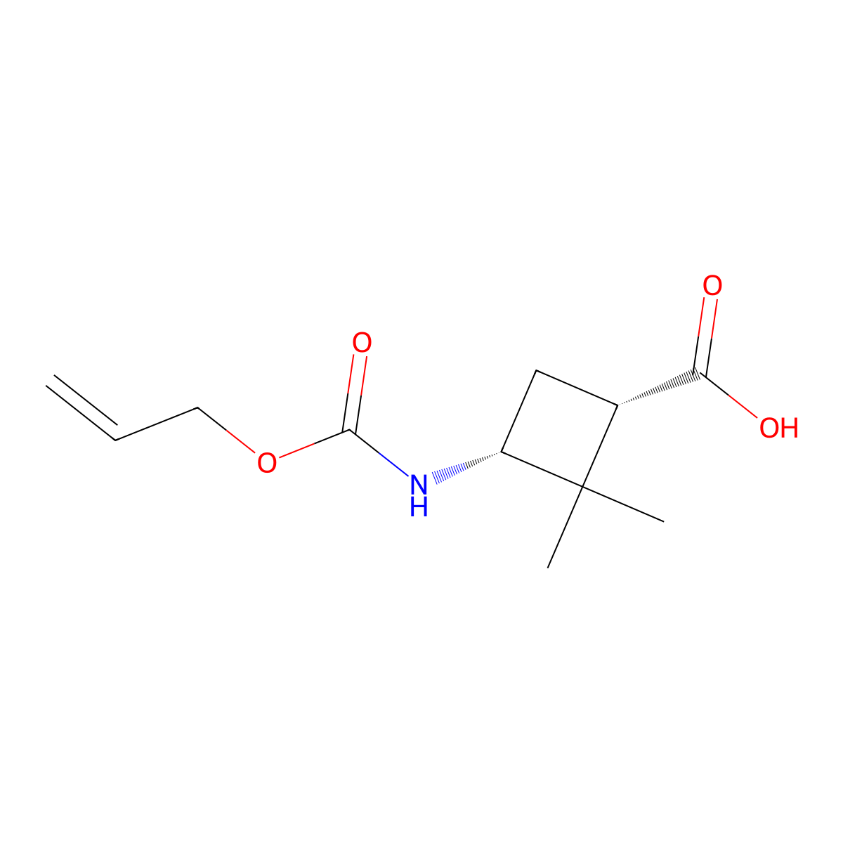 (1S,3R)-2,2-dimethyl-3-{[(prop-2-en-1-yloxy)carbonyl]amino}cyclobutane-1-carboxylic acid molecular structure, CAS 2679930-27-7