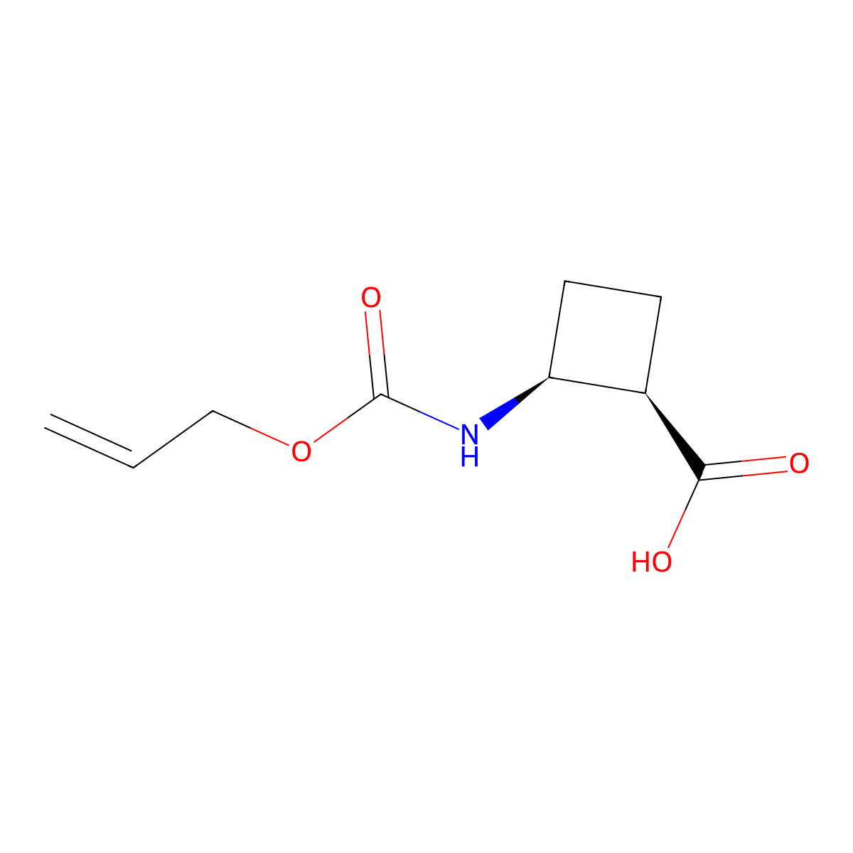 rac-(1R,2S)-2-{[(prop-2-en-1-yloxy)carbonyl]amino}cyclobutane-1-carboxylic acid molecular structure, CAS 2679930-37-9
