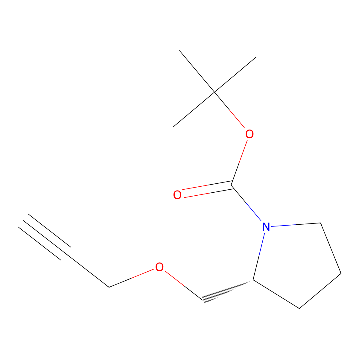 tert-butyl (2R)-2-[(prop-2-yn-1-yloxy)methyl]pyrrolidine-1-carboxylate molecular structure, CAS 2679930-39-1