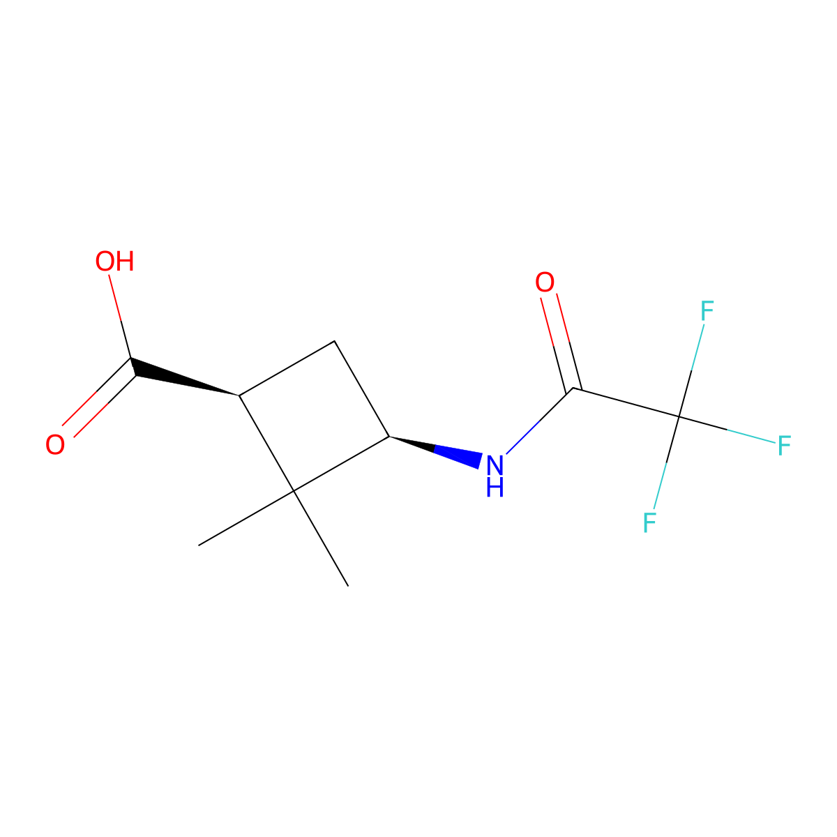 (1S,3R)-2,2-dimethyl-3-(trifluoroacetamido)cyclobutane-1-carboxylic acid molecular structure, CAS 2679930-41-5