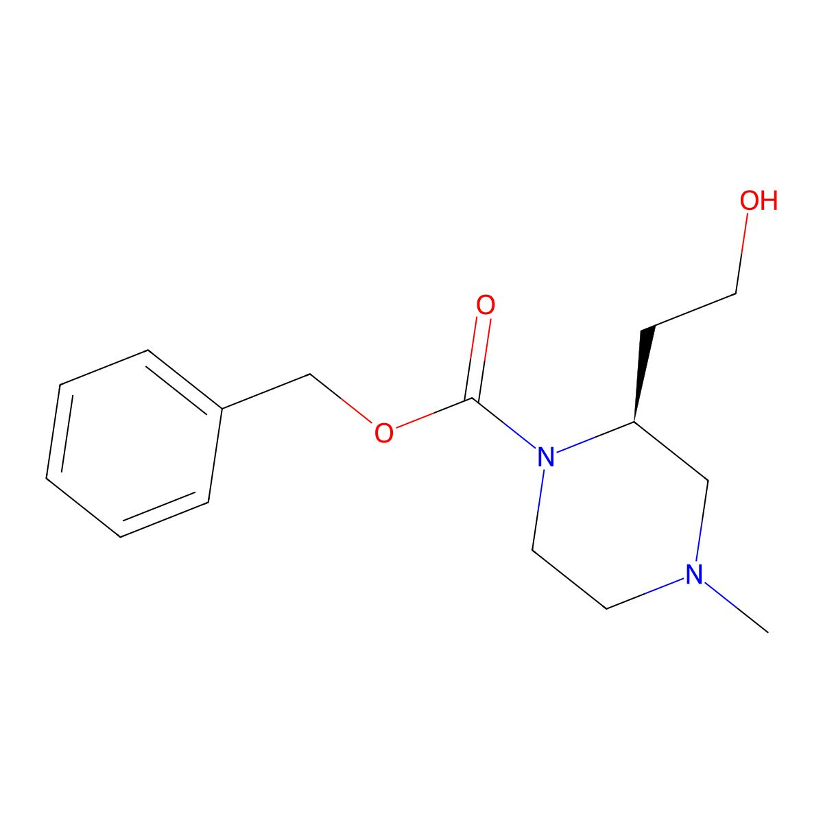 benzyl (2S)-2-(2-hydroxyethyl)-4-methylpiperazine-1-carboxylate molecular structure, CAS 2679930-42-6