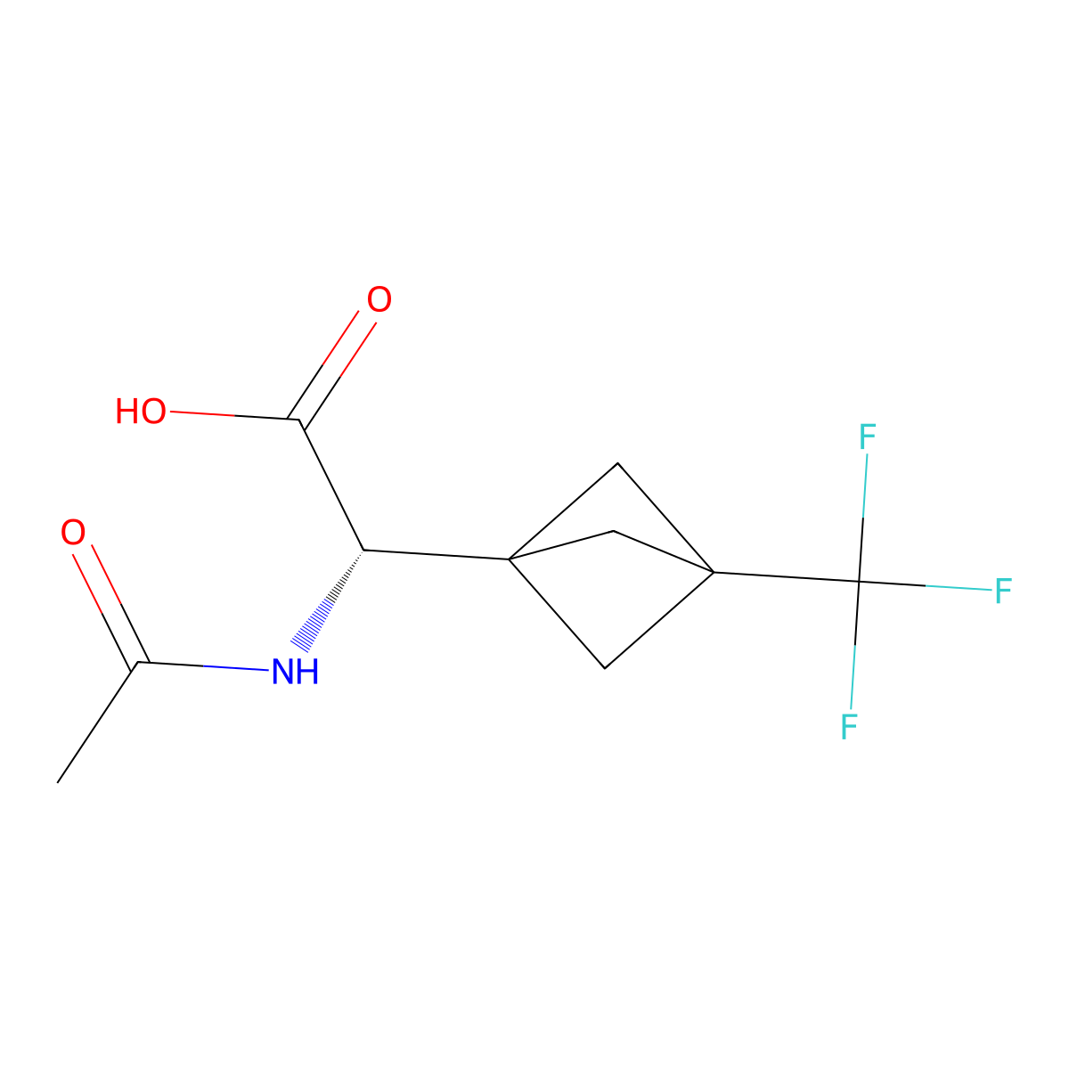 (2S)-2-acetamido-2-[3-(trifluoromethyl)bicyclo[1.1.1]pentan-1-yl]acetic acid molecular structure, CAS 2679930-43-7