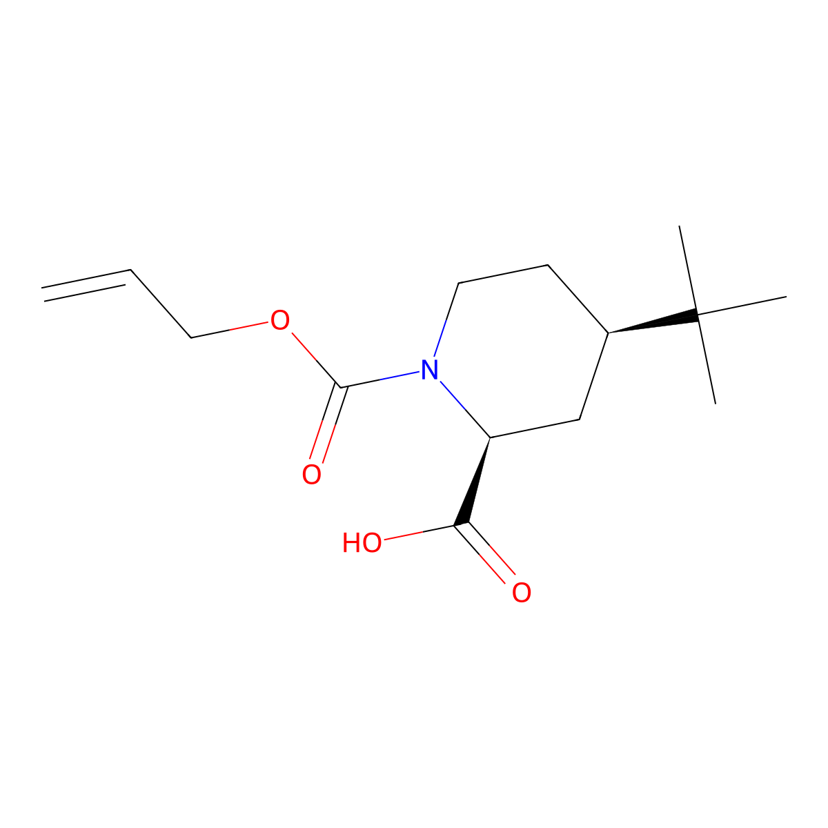 rac-(2R,4S)-4-tert-butyl-1-[(prop-2-en-1-yloxy)carbonyl]piperidine-2-carboxylic acid molecular structure, CAS 2679930-49-3