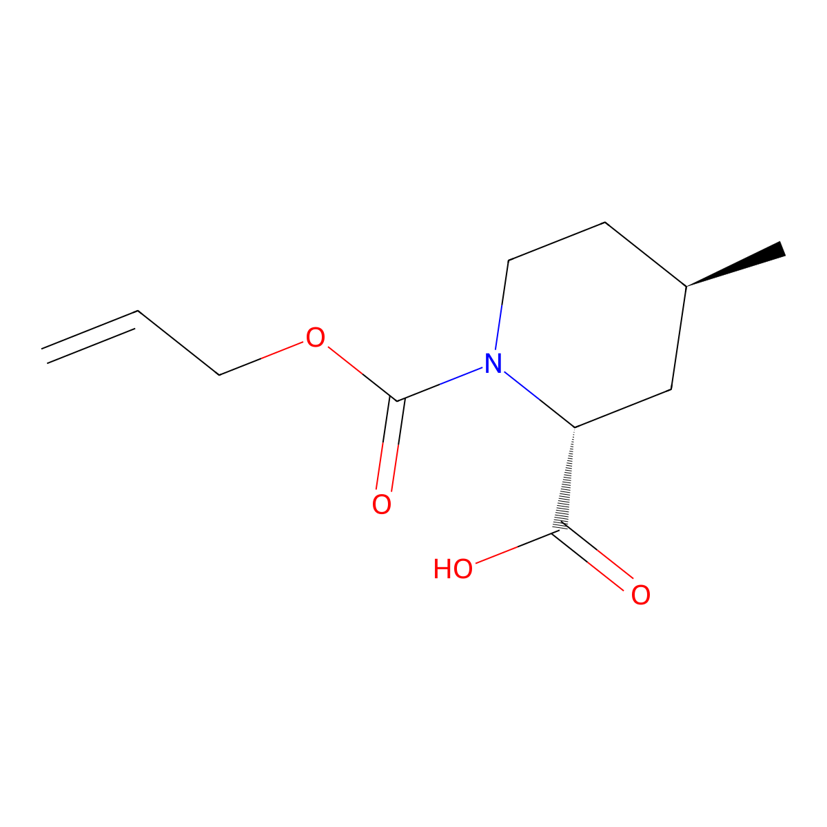 rac-(2R,4R)-4-methyl-1-[(prop-2-en-1-yloxy)carbonyl]piperidine-2-carboxylic acid molecular structure, CAS 2679930-64-2