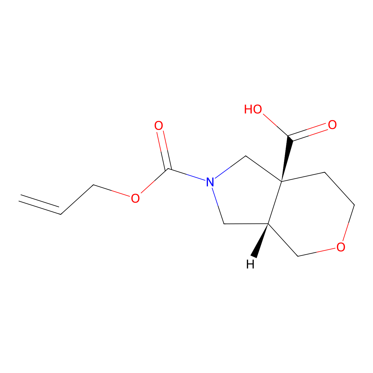 rac-(3aR,7aR)-2-[(prop-2-en-1-yloxy)carbonyl]-octahydropyrano[3,4-c]pyrrole-7a-carboxylic acid molecular structure, CAS 2679930-73-3