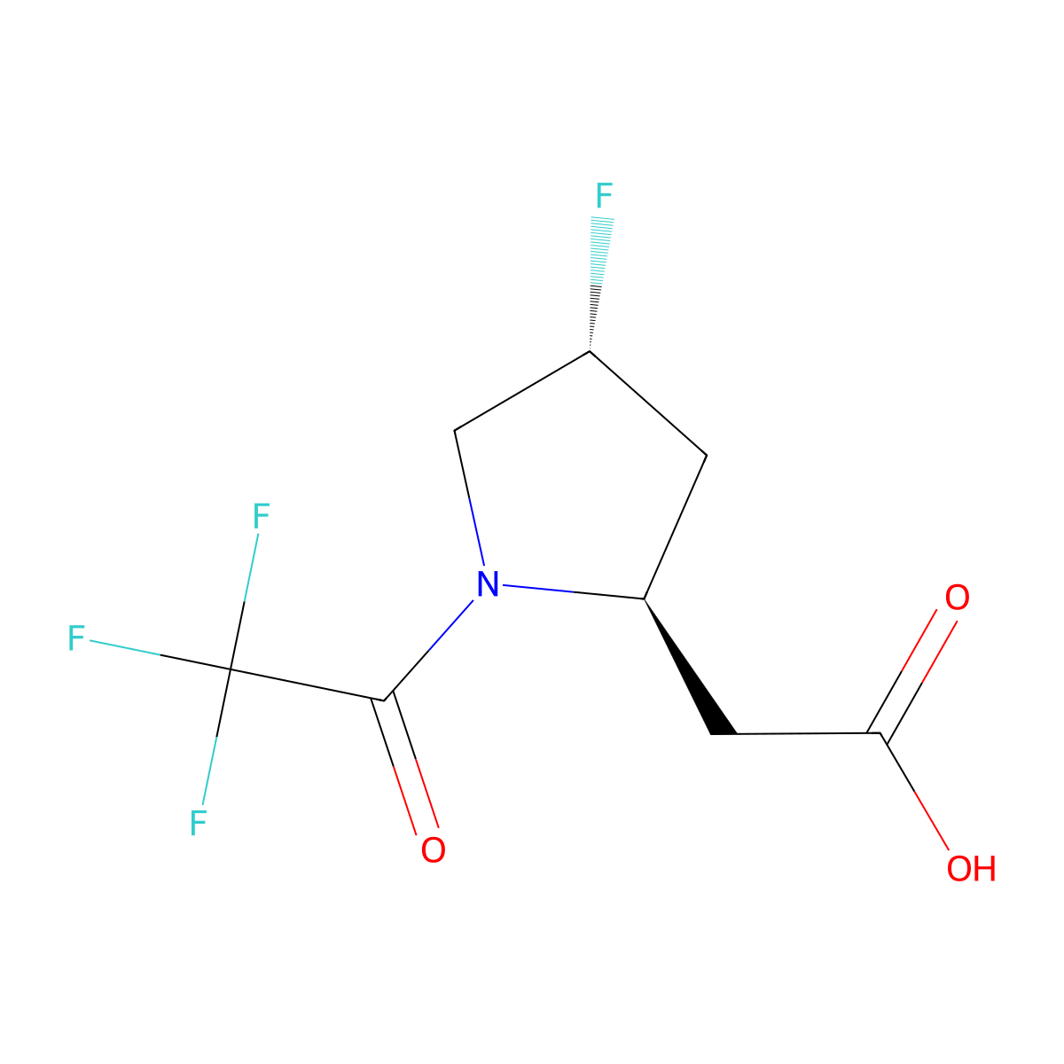 2-[(2R,4R)-4-fluoro-1-(2,2,2-trifluoroacetyl)pyrrolidin-2-yl]acetic acid molecular structure, CAS 2679930-78-8