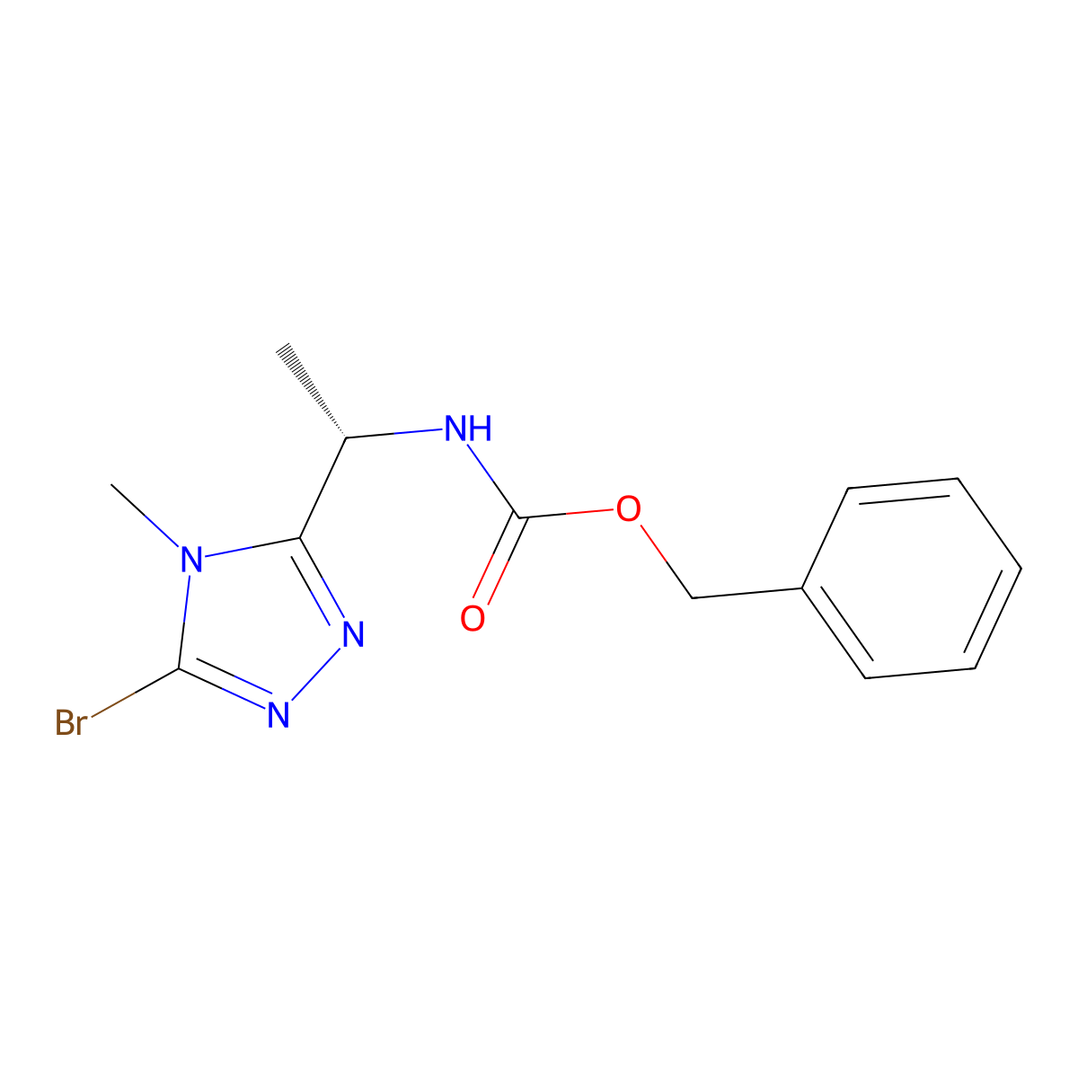 benzyl N-[(1S)-1-(5-bromo-4-methyl-4H-1,2,4-triazol-3-yl)ethyl]carbamate molecular structure, CAS 2679930-87-9