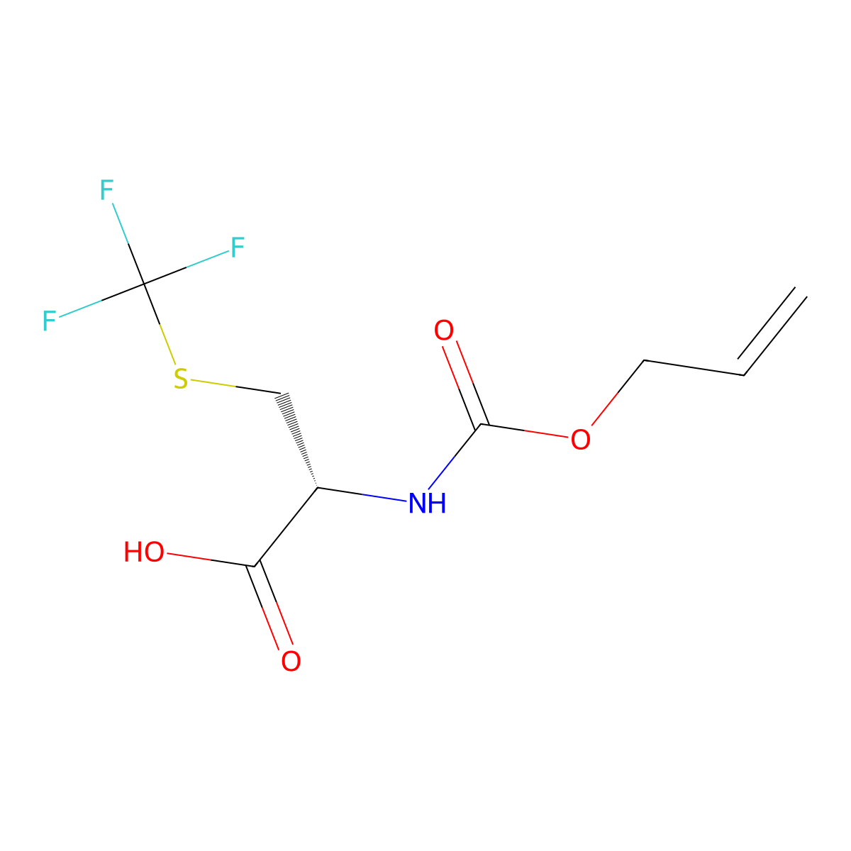 (2R)-2-{[(prop-2-en-1-yloxy)carbonyl]amino}-3-[(trifluoromethyl)sulfanyl]propanoic acid molecular structure, CAS 2679930-88-0