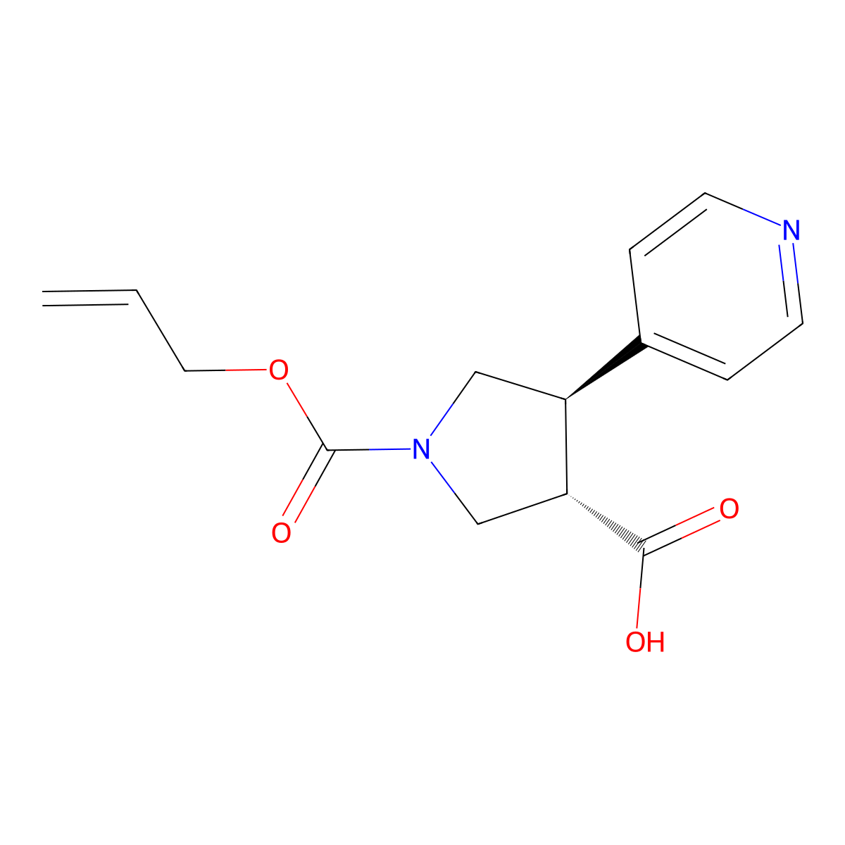 rac-(3R,4S)-1-[(prop-2-en-1-yloxy)carbonyl]-4-(pyridin-4-yl)pyrrolidine-3-carboxylic acid molecular structure, CAS 2679930-93-7