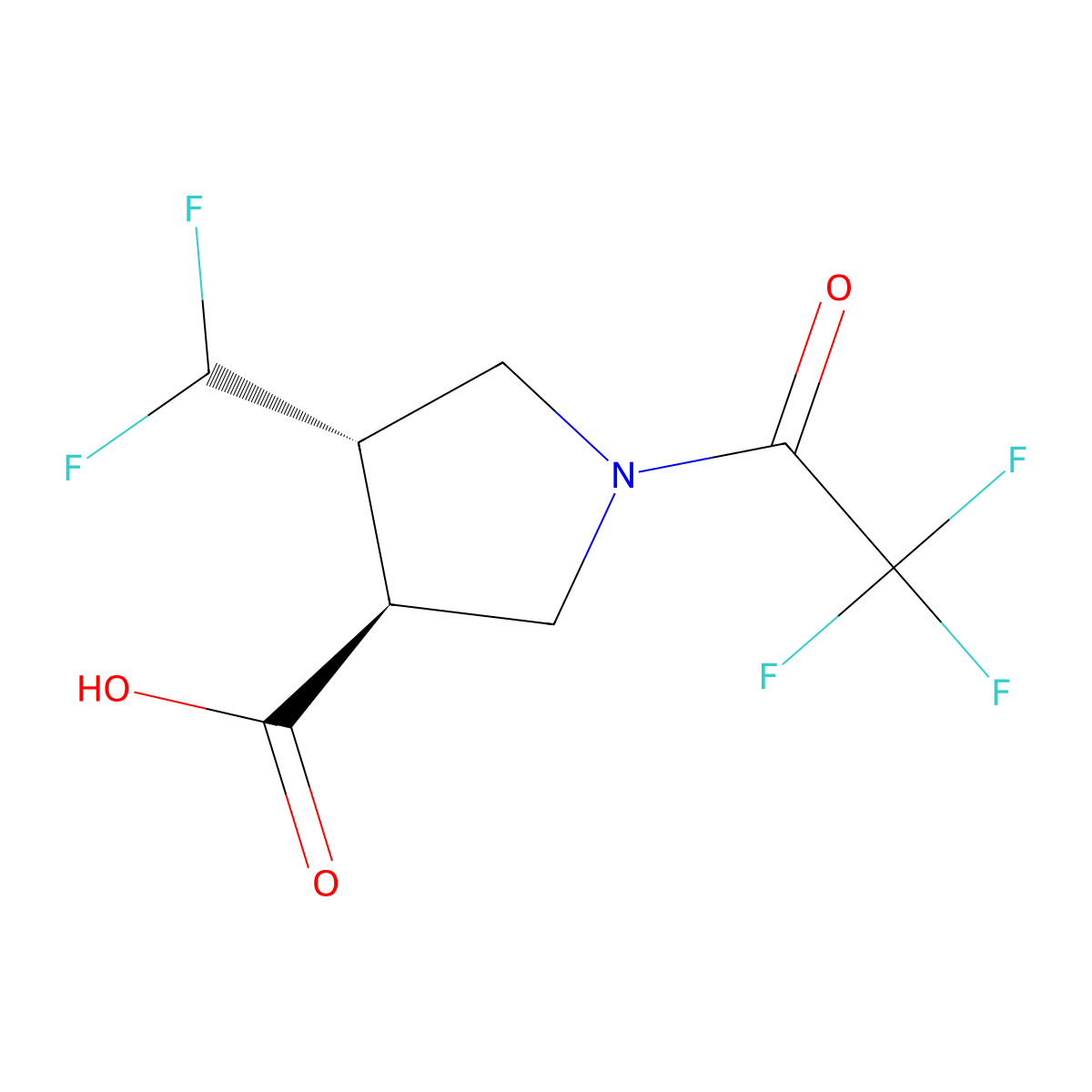rac-(3R,4R)-4-(difluoromethyl)-1-(trifluoroacetyl)pyrrolidine-3-carboxylic acid molecular structure, CAS 2679930-96-0