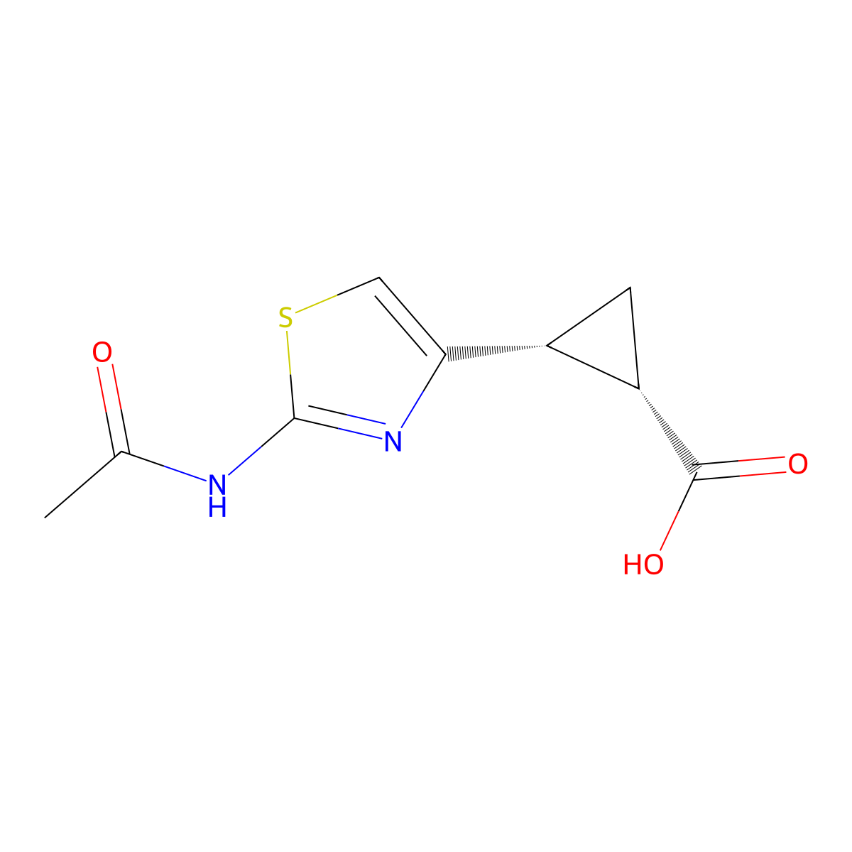 rac-(1R,2S)-2-(2-acetamido-1,3-thiazol-4-yl)cyclopropane-1-carboxylic acid molecular structure, CAS 2679930-97-1