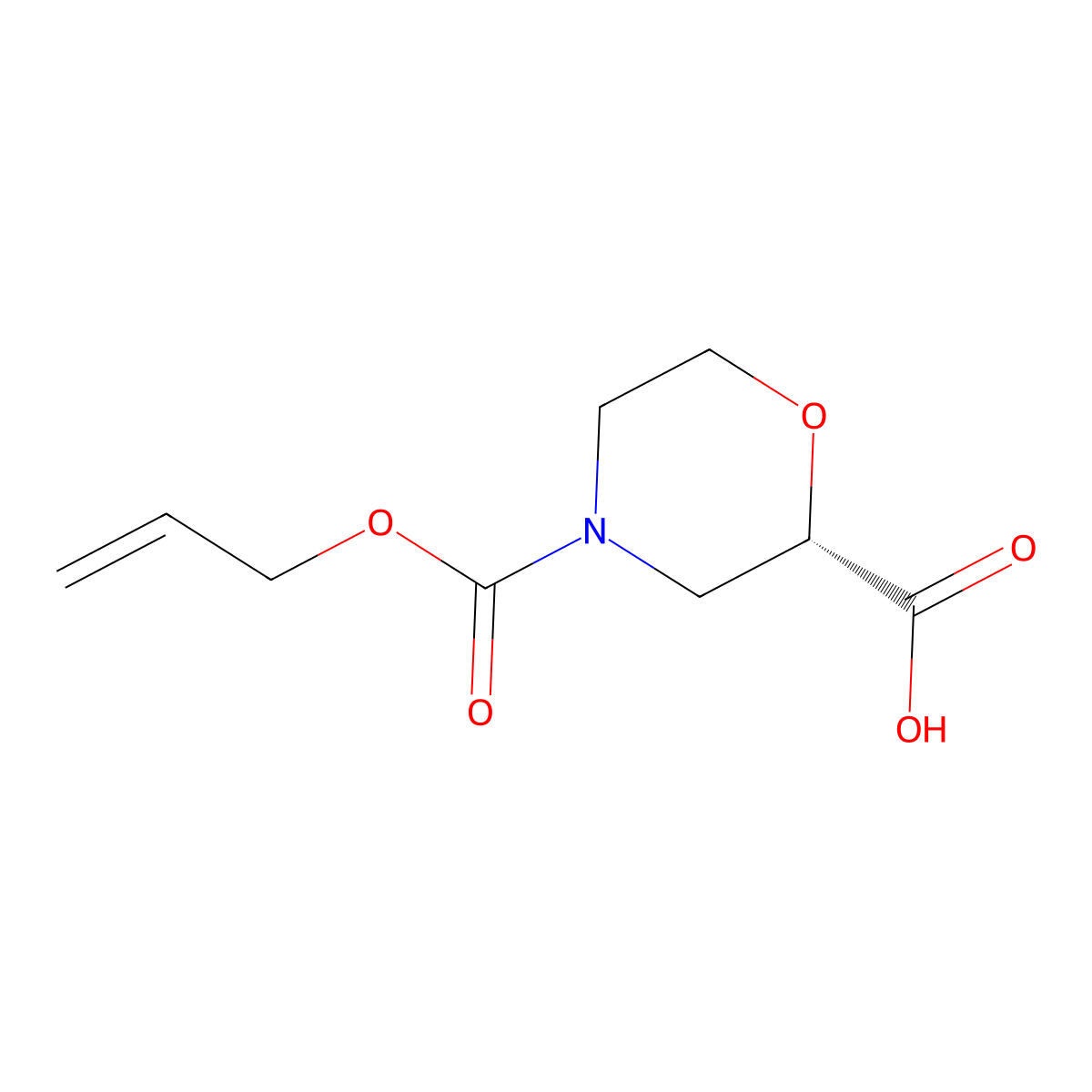 (2S)-4-[(prop-2-en-1-yloxy)carbonyl]morpholine-2-carboxylic acid molecular structure, CAS 2679931-18-9