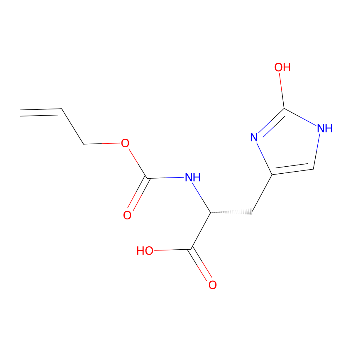 (2R)-3-(2-hydroxy-1H-imidazol-4-yl)-2-{[(prop-2-en-1-yloxy)carbonyl]amino}propanoic acid molecular structure, CAS 2679931-29-2