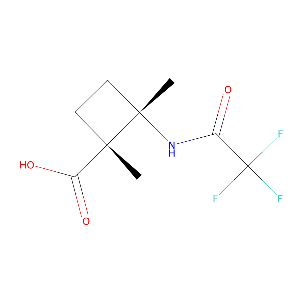 rac-(1R,2S)-1,2-dimethyl-2-(2,2,2-trifluoroacetamido)cyclobutane-1-carboxylic acid molecular structure, CAS 2679931-30-5