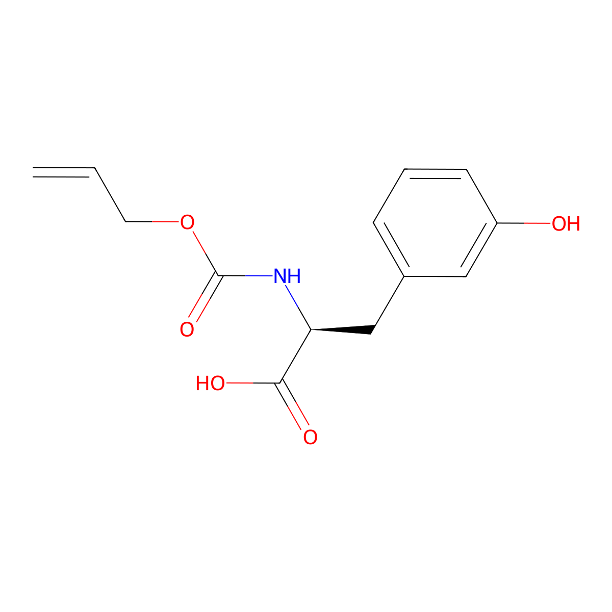 (2S)-3-(3-hydroxyphenyl)-2-{[(prop-2-en-1-yloxy)carbonyl]amino}propanoic acid molecular structure, CAS 2679931-31-6