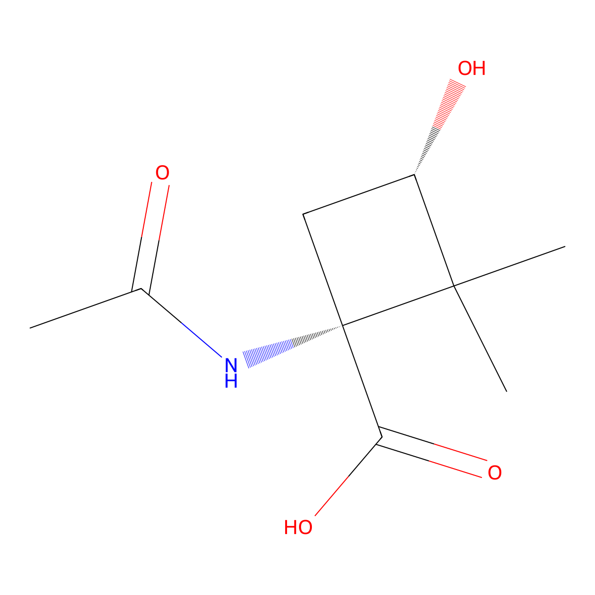 rac-(1R,3S)-1-acetamido-3-hydroxy-2,2-dimethylcyclobutane-1-carboxylic acid molecular structure, CAS 2679931-38-3