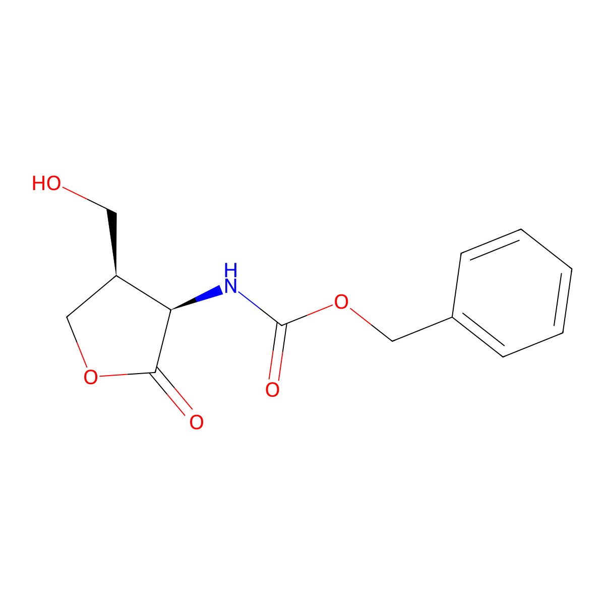 rac-benzyl N-[(3R,4R)-4-(hydroxymethyl)-2-oxooxolan-3-yl]carbamate molecular structure, CAS 2679931-39-4