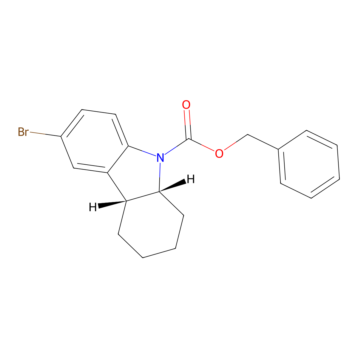 rac-benzyl (4aR,9aR)-6-bromo-2,3,4,4a,9,9a-hexahydro-1H-carbazole-9-carboxylate molecular structure, CAS 2679931-41-8