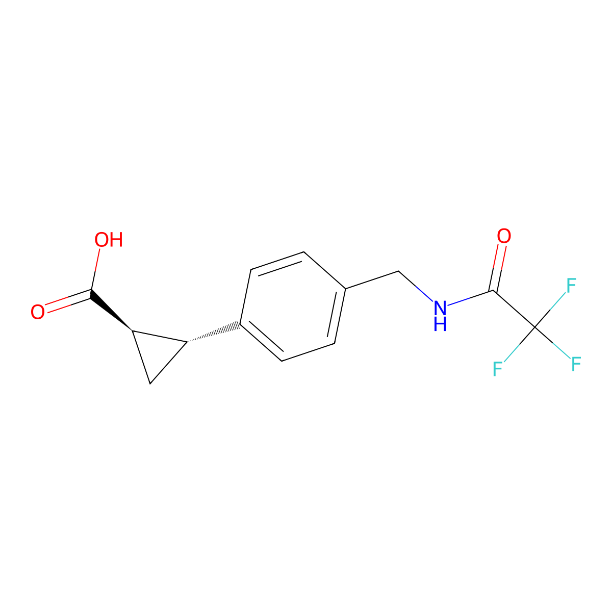 rac-(1R,2R)-2-{4-[(2,2,2-trifluoroacetamido)methyl]phenyl}cyclopropane-1-carboxylic acid molecular structure, CAS 2679931-56-5