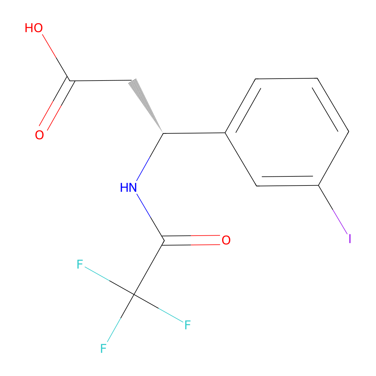 (3R)-3-(3-iodophenyl)-3-(2,2,2-trifluoroacetamido)propanoic acid molecular structure, CAS 2679931-59-8