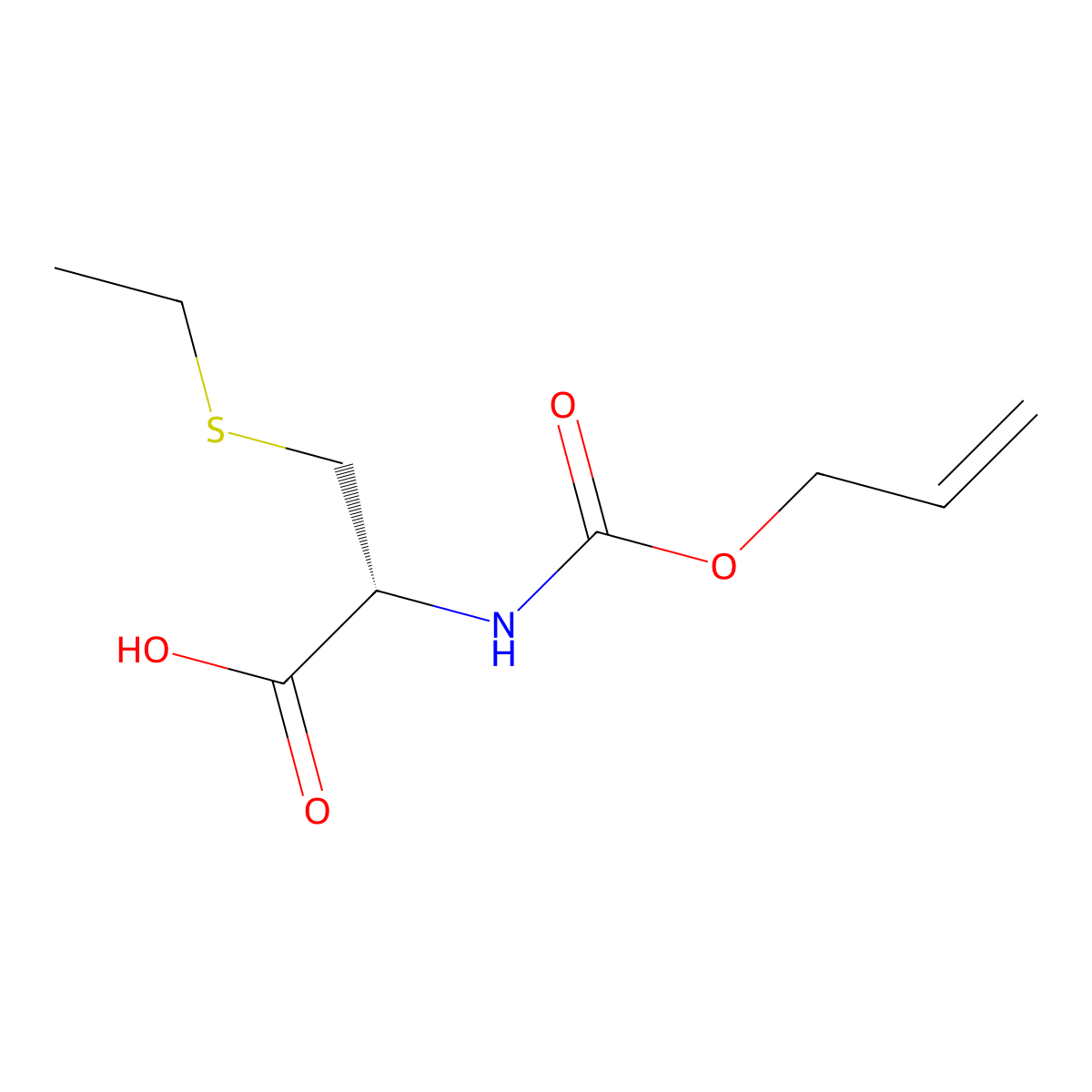(2R)-3-(ethylsulfanyl)-2-{[(prop-2-en-1-yloxy)carbonyl]amino}propanoic acid molecular structure, CAS 2679931-69-0