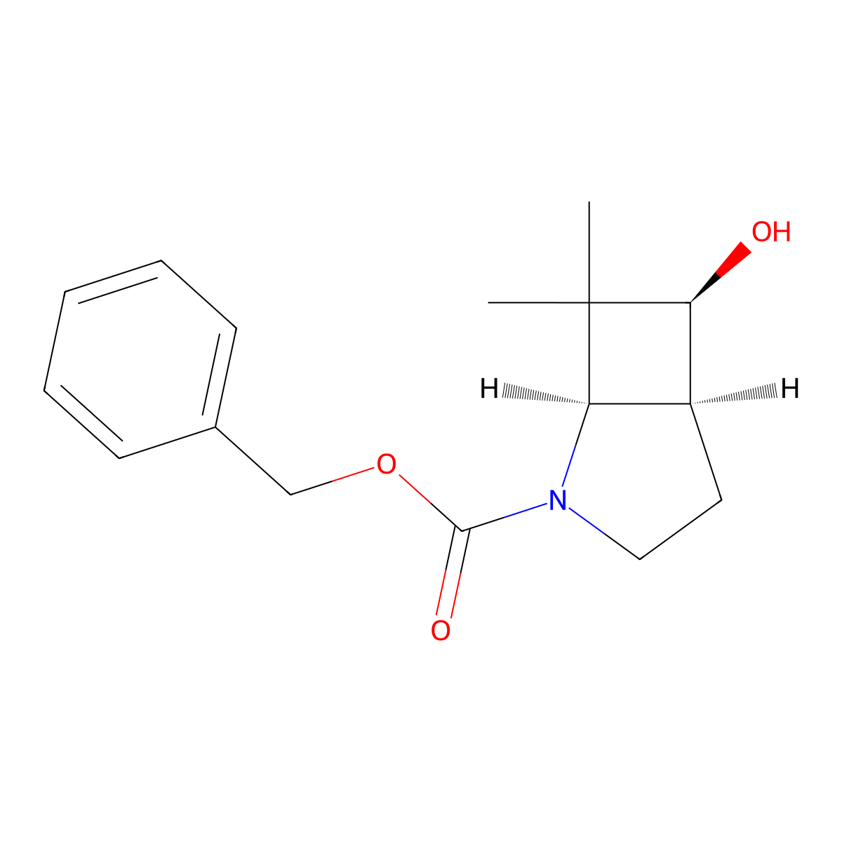 rac-benzyl (1R,5S,6S)-6-hydroxy-7,7-dimethyl-2-azabicyclo[3.2.0]heptane-2-carboxylate molecular structure, CAS 2679931-74-7