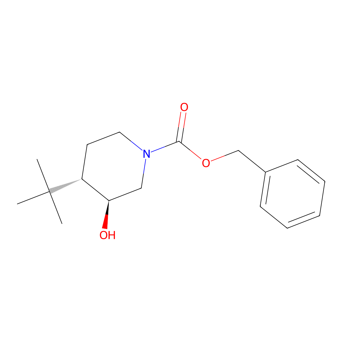 rac-benzyl (3R,4R)-4-tert-butyl-3-hydroxypiperidine-1-carboxylate molecular structure, CAS 2679931-81-6