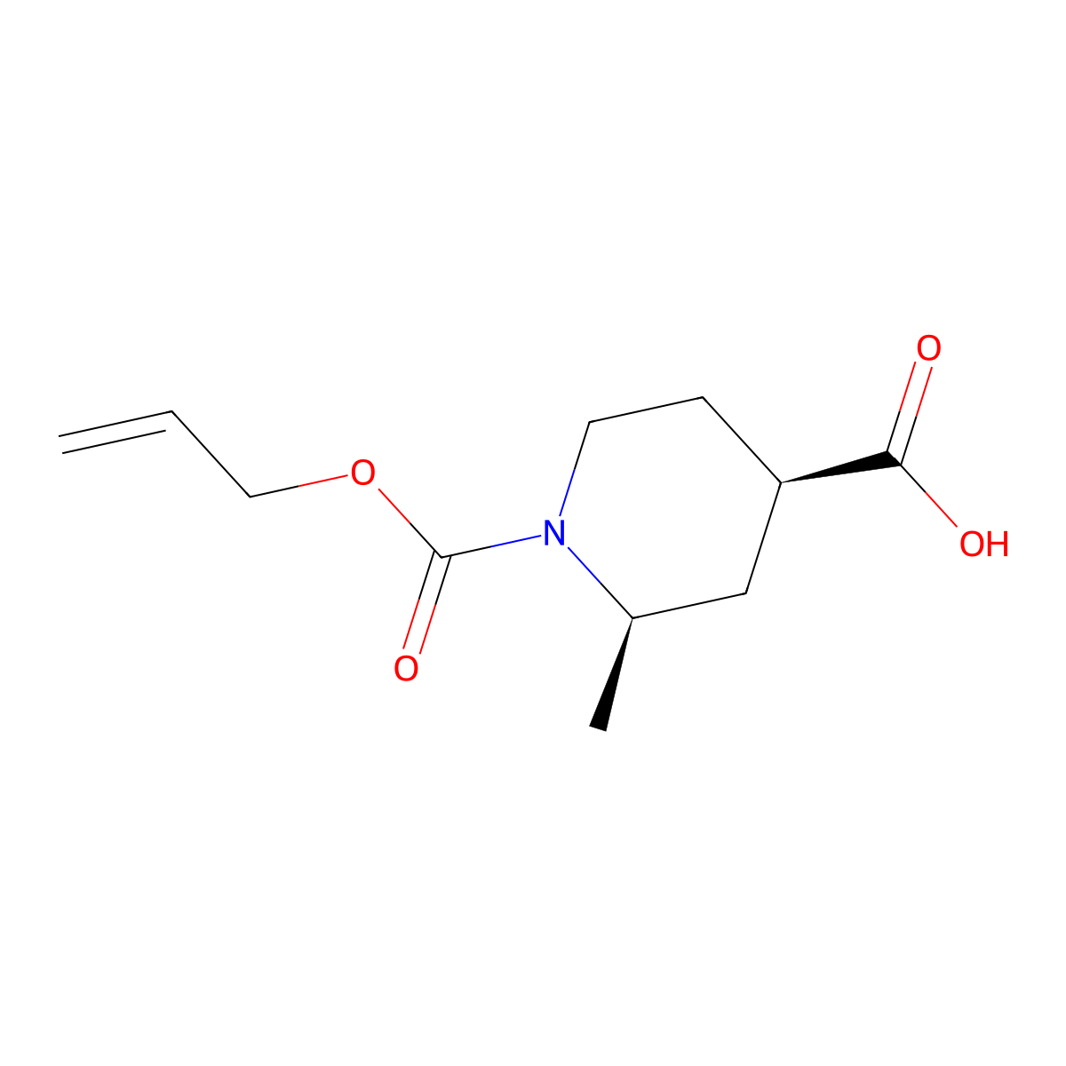 rac-(2R,4R)-2-methyl-1-[(prop-2-en-1-yloxy)carbonyl]piperidine-4-carboxylic acid molecular structure, CAS 2679931-82-7
