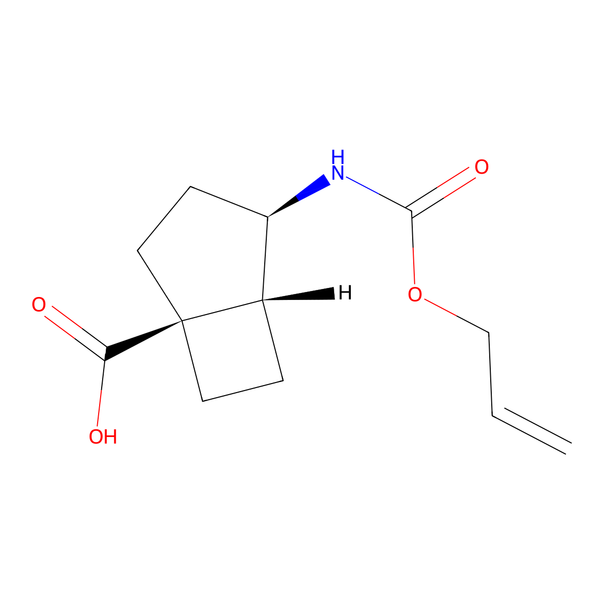 rac-(1R,4S,5S)-4-{[(prop-2-en-1-yloxy)carbonyl]amino}bicyclo[3.2.0]heptane-1-carboxylic acid molecular structure, CAS 2679931-88-3