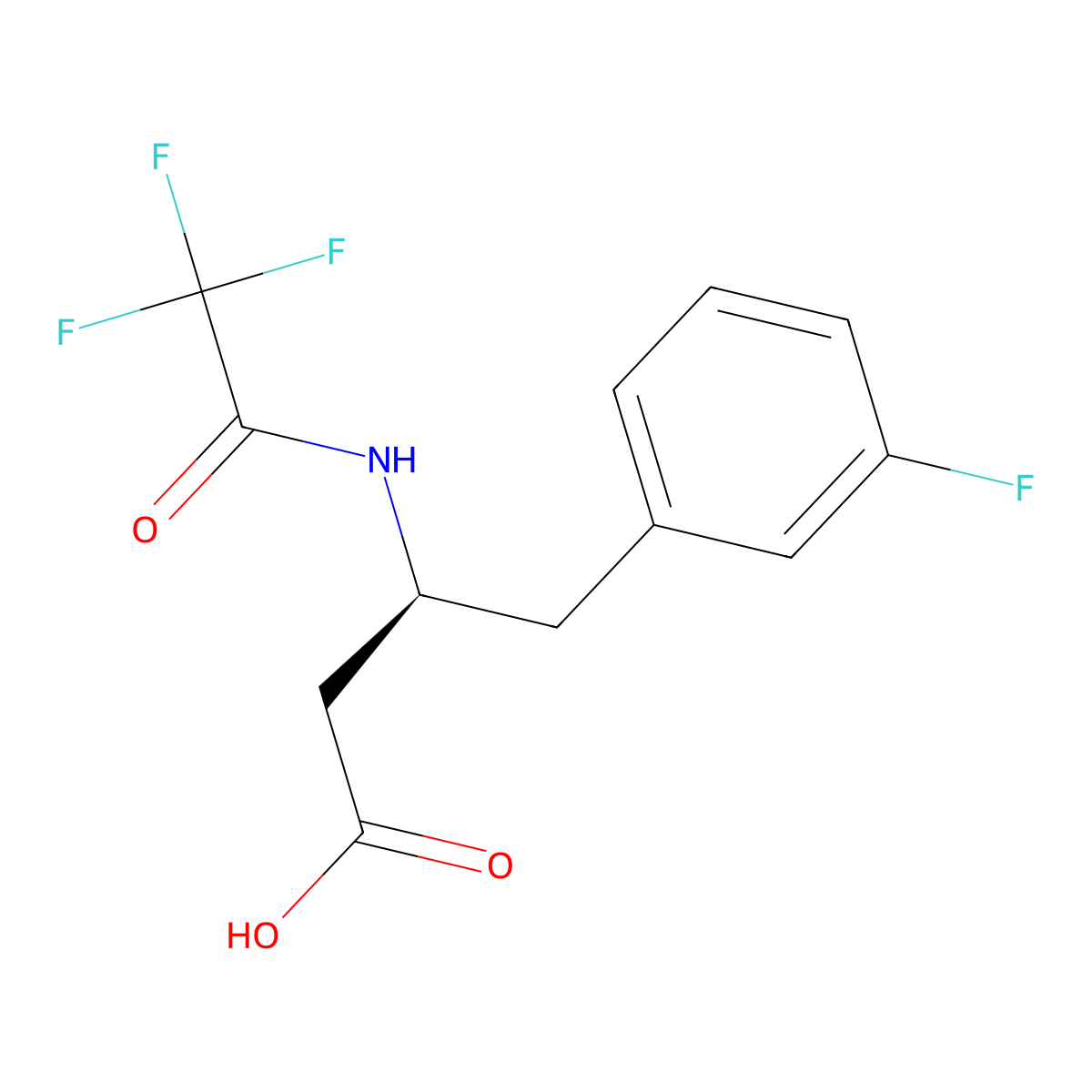 (3S)-4-(3-fluorophenyl)-3-(2,2,2-trifluoroacetamido)butanoic acid molecular structure, CAS 2679931-96-3