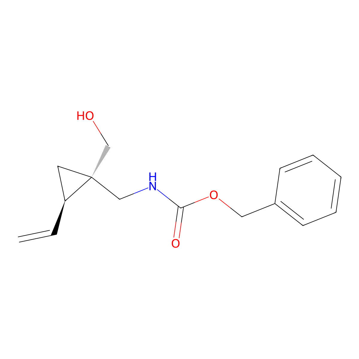 rac-benzyl N-{[(1R,2S)-2-ethenyl-1-(hydroxymethyl)cyclopropyl]methyl}carbamate molecular structure, CAS 2679931-97-4