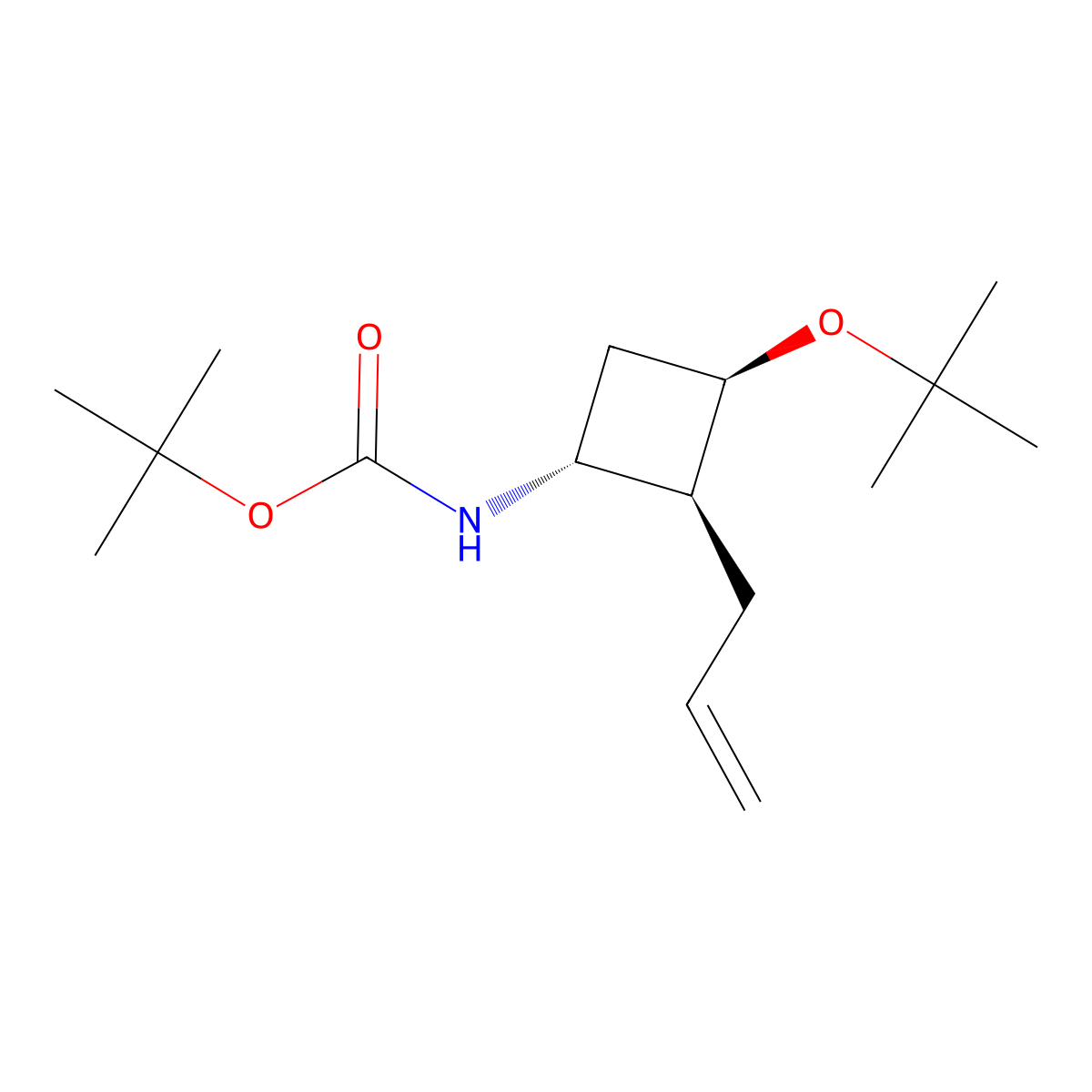 rac-tert-butyl N-[(1R,2S,3R)-3-(tert-butoxy)-2-(prop-2-en-1-yl)cyclobutyl]carbamate molecular structure, CAS 2679932-00-2