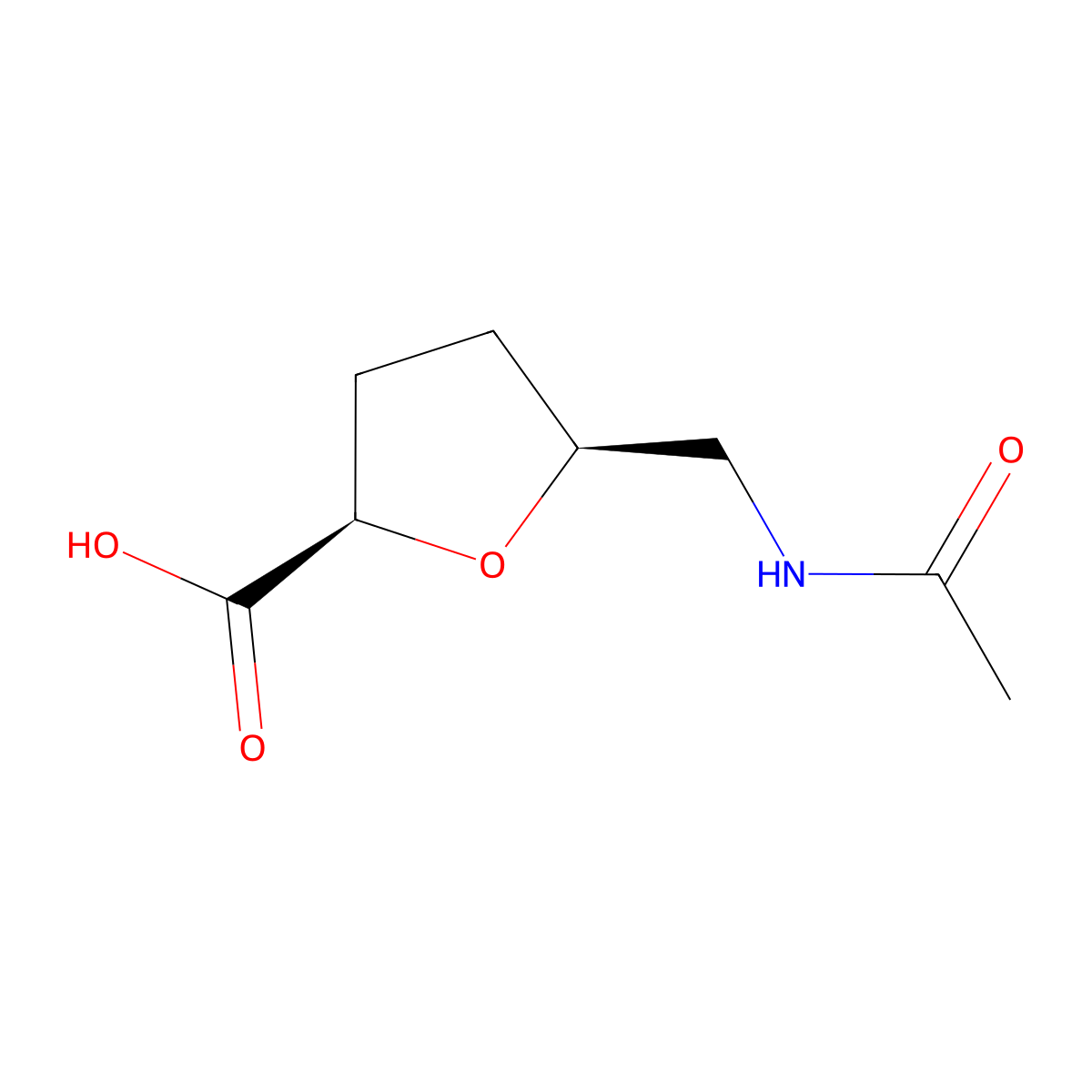 rel-(2R,5S)-5-(acetamidomethyl)oxolane-2-carboxylic acid molecular structure, CAS 2679932-10-4